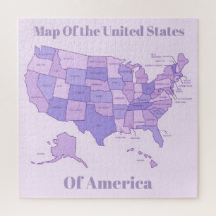 Minimalistische Verenigde Staten Kaart Roze Paarse Legpuzzel