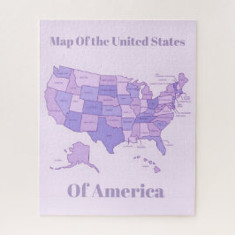 Minimalistische Verenigde Staten Kaart Roze Paarse Legpuzzel
