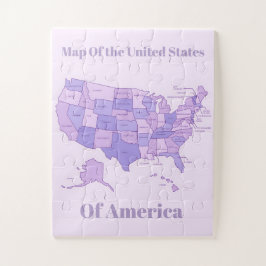 Minimalistische Verenigde Staten Kaart Roze Paarse Legpuzzel