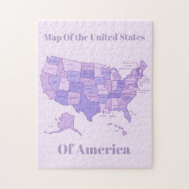Minimalistische Verenigde Staten Kaart Roze Paarse Legpuzzel