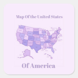 Minimalistische Verenigde Staten Kaart Roze Paarse Vierkante Sticker