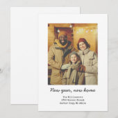 Minimalistische verhuisbericht foto voor nieuwjaar feestdagenkaart (Voorkant / Achterkant)