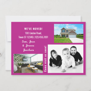 Minimalistische verhuisbericht met 3 foto's aankondiging