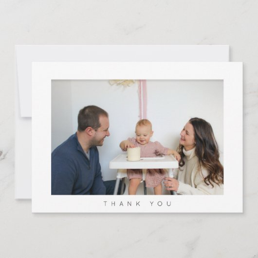 Minimalistische verjaardag bedankkaart met foto (Voorkant)