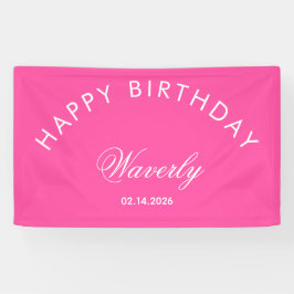 Minimalistische Verjaardag Felroze Spandoek