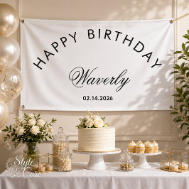 Minimalistische Verjaardag Klassiek Wit Spandoek