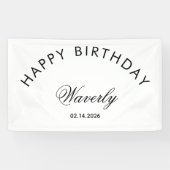 Minimalistische Verjaardag Klassiek Wit Spandoek (Horizontaal)