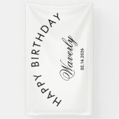 Minimalistische Verjaardag Klassiek Wit Spandoek (Verticaal)