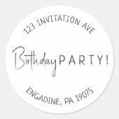 Minimalistische Verjaardag Retour Adres Envelope S Ronde Sticker (Voorkant)