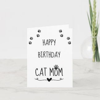 Minimalistische verjaardag van Cat Mom met pootafd Kaart