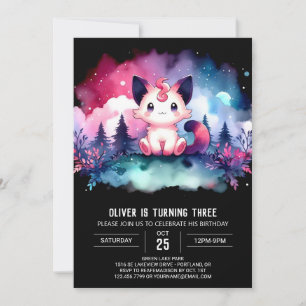 Minimalistische verjaardag van de grillige kat kaart