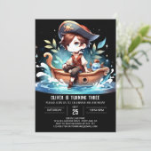 Minimalistische verjaardag van piraten kaart (Staand voorkant)