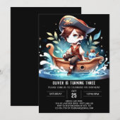 Minimalistische verjaardag van piraten kaart (Voorkant / Achterkant)