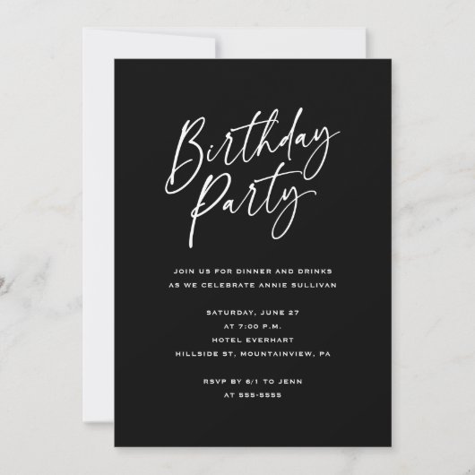 Minimalistische verjaardagsfeest uitnodiging (Voorkant)