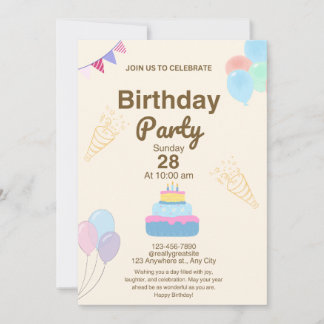 Minimalistische verjaardagsfeest uitnodiging templ