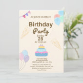 Minimalistische verjaardagsfeest uitnodiging templ (Staand voorkant)