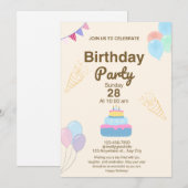 Minimalistische verjaardagsfeest uitnodiging templ (Voorkant / Achterkant)