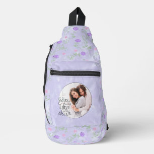 Minimalistische verjaardagsfoto kalligrafie zus sling bag
