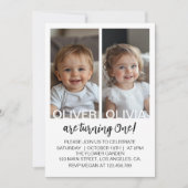 Minimalistische Verjaardagsfoto voor Zwarte en Wit Kaart (Voorkant)