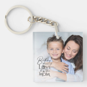 Minimalistische verjaardagsfotolijst Calligrafie M Sleutelhanger