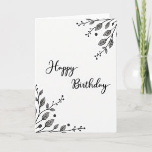 Minimalistische verjaardagskaart met blad kaart