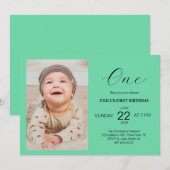 Minimalistische verjaardagskaart met foto aankondiging (Voorkant / Achterkant)