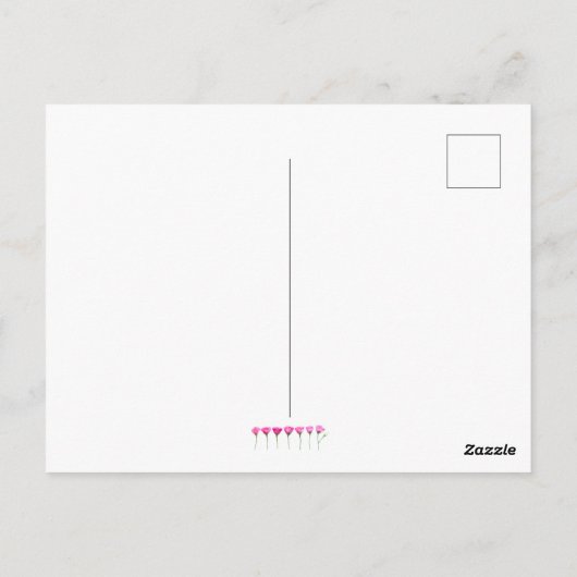 Minimalistische verjaardagskaart met roze bloemen briefkaart (Achterkant)