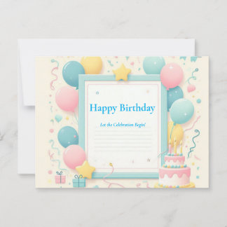 Minimalistische verjaardagskaart – Zachte pastel l Briefkaart