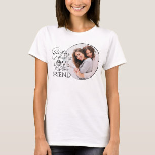 Minimalistische verjaardagslettering vriend fotoli t-shirt