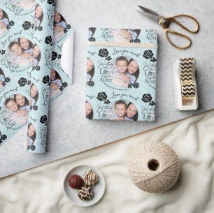 Minimalistische verjaardagstypografie Foto frame T Cadeaupapier
