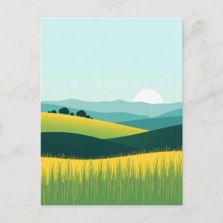 Minimalistische Verlopende Heuvels en Gras Landsch Briefkaart