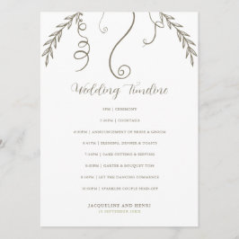 Minimalistische verloven en wijnstokken bruiloft t programmakaart