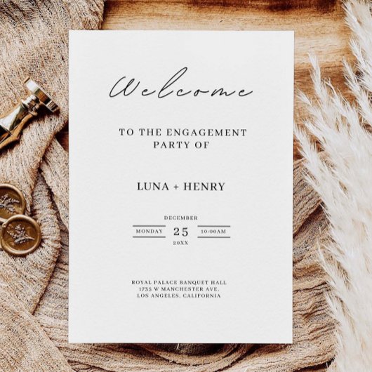 Minimalistische verlovingsfeest bruiloft uitnodigi kaart