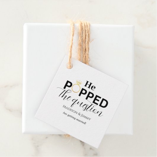 Minimalistische verlovingsfeest hij vroeg haar ten bedankjes labels (In situ)