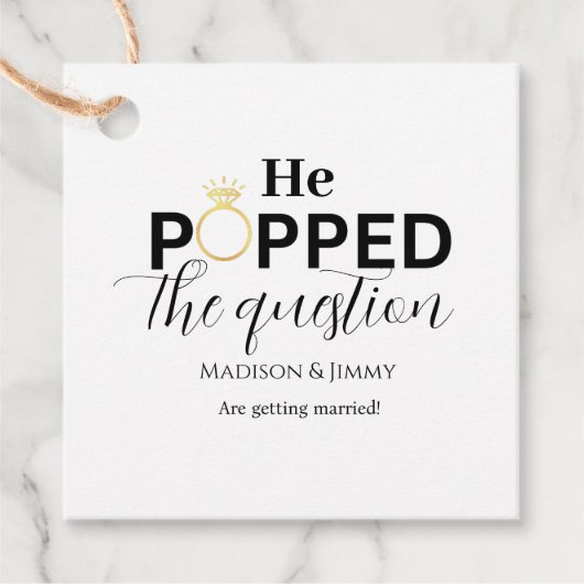 Minimalistische verlovingsfeest hij vroeg haar ten bedankjes labels (Voorkant)