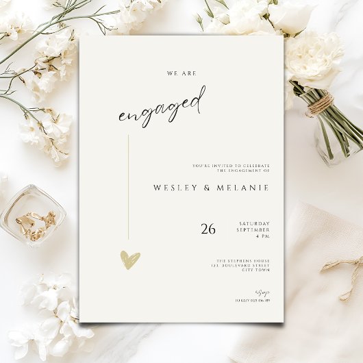 Minimalistische verlovingsfeest uitnodiging