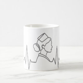 Minimalistische verpleegster lijnkunst mok