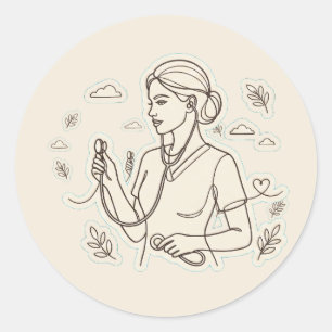 Minimalistische verpleegster sticker