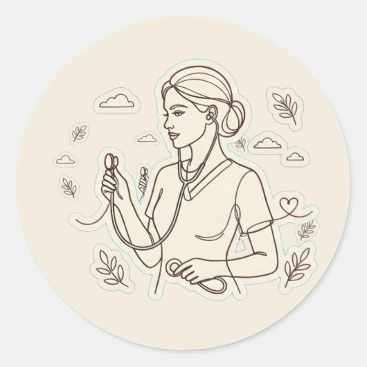 Minimalistische verpleegster sticker (Voorkant)