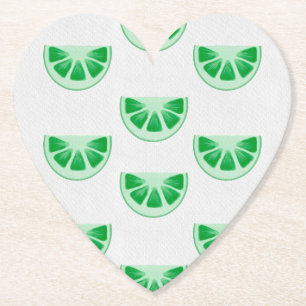 Minimalistische verse groene limoenschijfjes canva kartonnen onderzetters