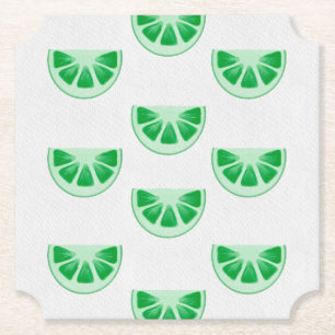 Minimalistische verse groene limoenschijfjes canva kartonnen onderzetters