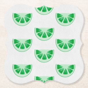 Minimalistische verse groene limoenschijfjes canva kartonnen onderzetters