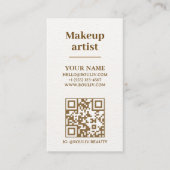 Minimalistische Verticale QR Code | Aardtint Bruin Visitekaartje (Voorkant)
