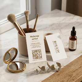Minimalistische Verticale QR Code | Aardtint Bruin Visitekaartje