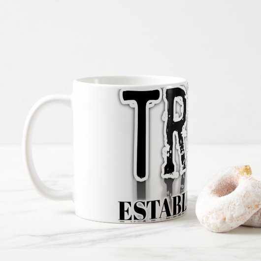 Minimalistische 'Vertrouw' typografie koffiemok –  (Met donut)