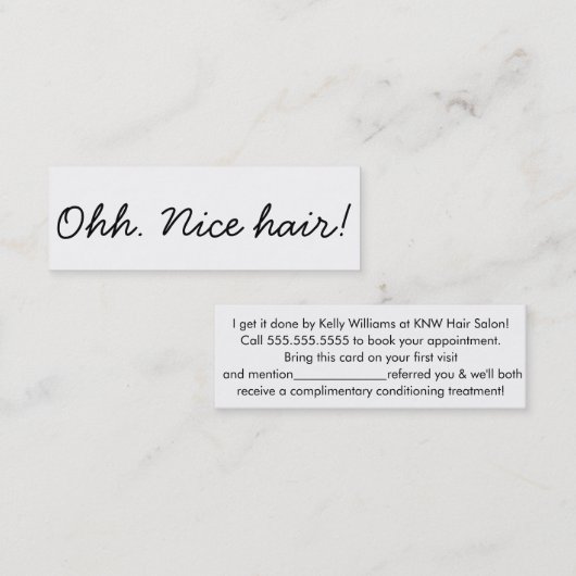 Minimalistische verwijzing naar Hair Salon Verwijz Mini Visitekaartje (Voorkant / Achterkant)