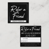 Minimalistische verwijzingsKaart | Moderne zwart-w Aanbevelingskaartje (Voorkant / Achterkant)