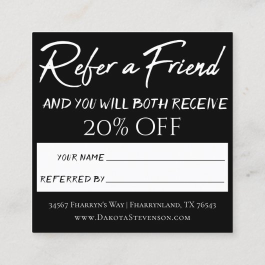 Minimalistische verwijzingsKaart | Moderne zwart-w Aanbevelingskaartje (Achterkant)