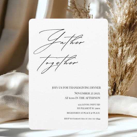 Minimalistische Verzamel Samen Thanksgiving Diner Kaart