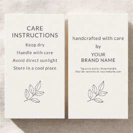 Minimalistische Verzorgingsinstructies voor Kleine Visitekaartje